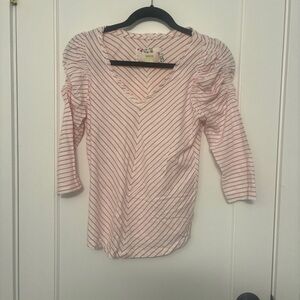 Anthropologie Aesthetic Pink and White Striped Blouse